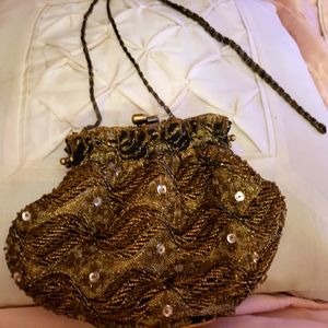 Bronze beaded evening bag